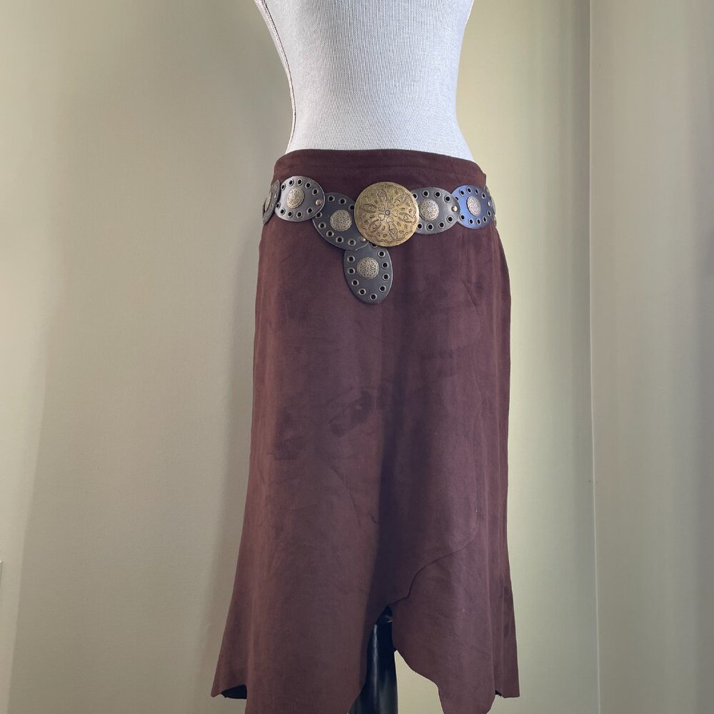 Bebe Y2k faux Suede Chocolate Brown Skirt  ICONIC - Picture 4 of 10